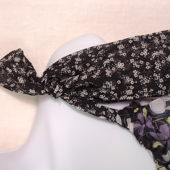 Maurices Sheer Black Floral Tank Blouse with Tie Shoulder Size Large - Picture 2 of 4